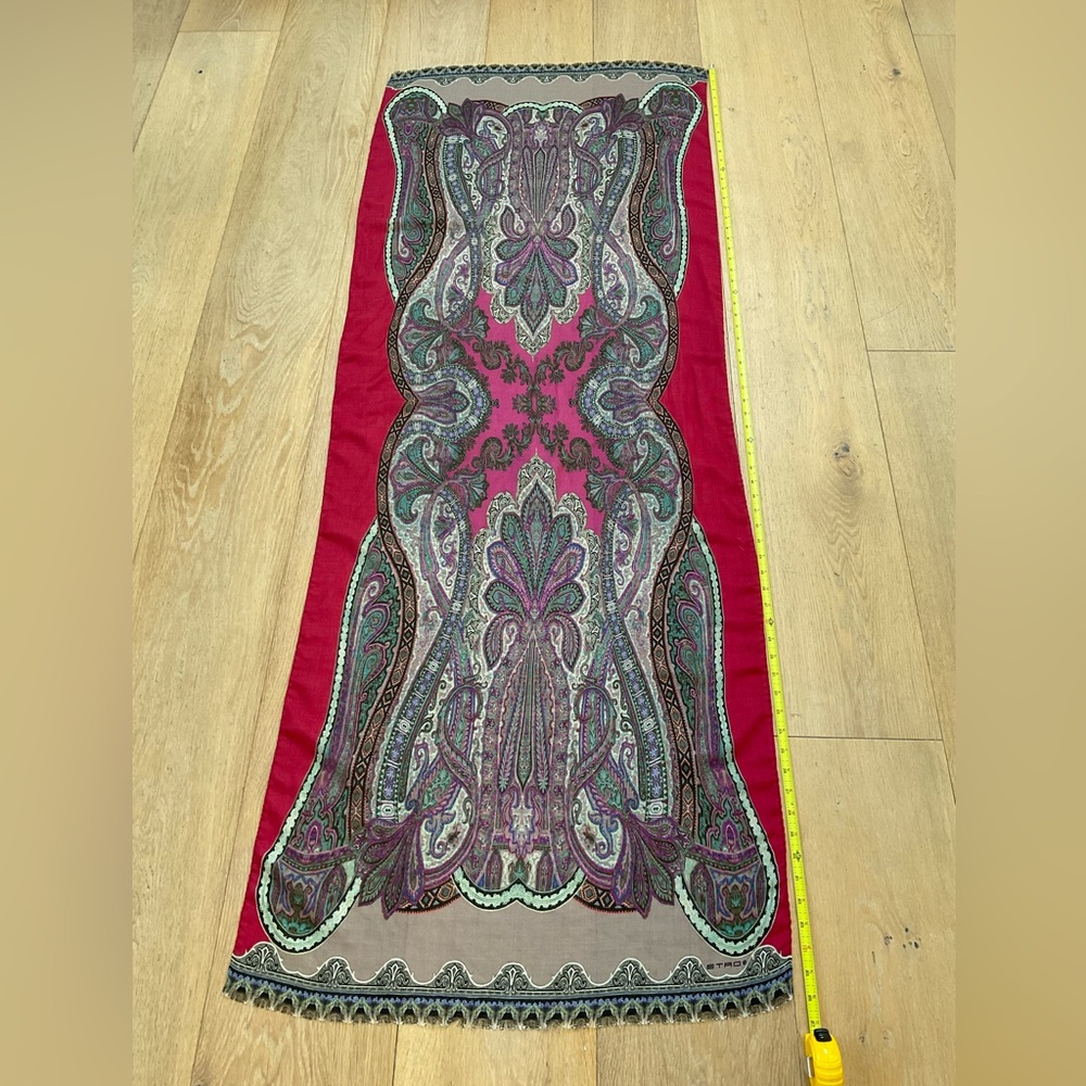 Gorgeous Etro cashmere-silk blend Paisley Scarf 66” x 26”